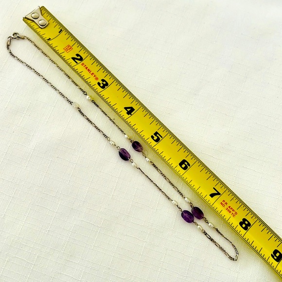 Necklace~Italian SterlingSilver~Amethyst~Pearl - Picture 5 of 8